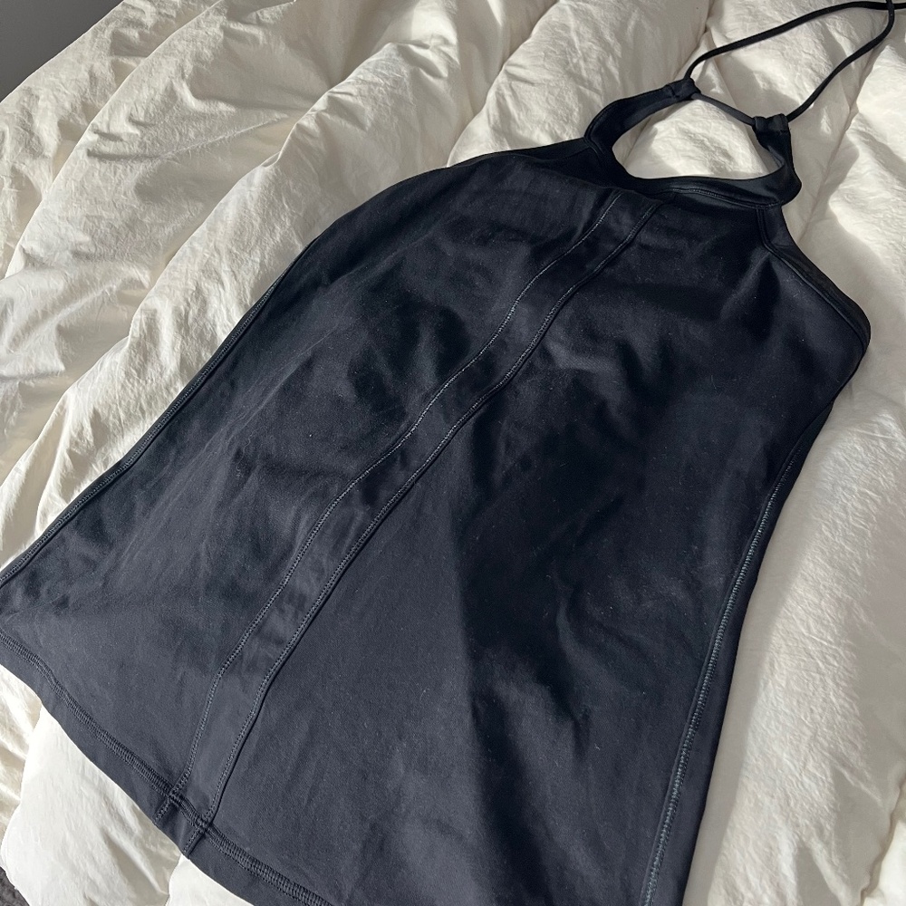 Lululemon Black Halter Tie Tank Top with Built-In Bra- size 8